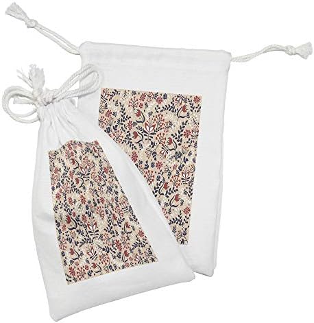 Conjunto de bolsas de tecido floral de Ambesonne de 2, flores abstratas de flores e folhas Blossoms ilustração projetada impressa,