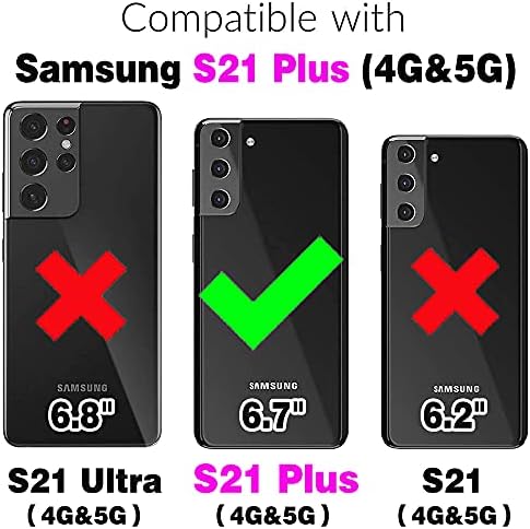 Asuwish Compatível com Samsung Galaxy S21 Plus GLAXAY S21+ 5G Caixa da carteira e protetor de tela de vidro temperado