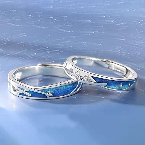 2023 Novo anel em forma de anel azul redondo de abertura ajustável com meteoros de estrela Sea Jóias de chuveiro anel de jóias de