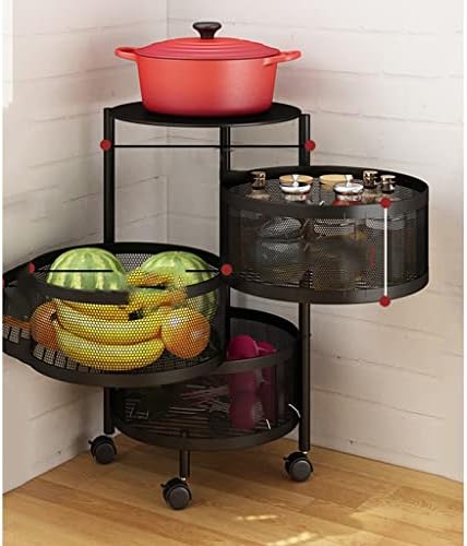 CXDTBH Multi-camada de camada de cozinha rack de cesta rotativa carrinho vegetal e rack de frutas rack de cozinha rack de armazenamento