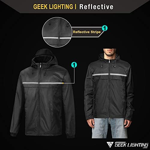 Iluminação nerd de capa de chuva impermeável masculina, capa de chuva compactável para externo, acampar, viajar