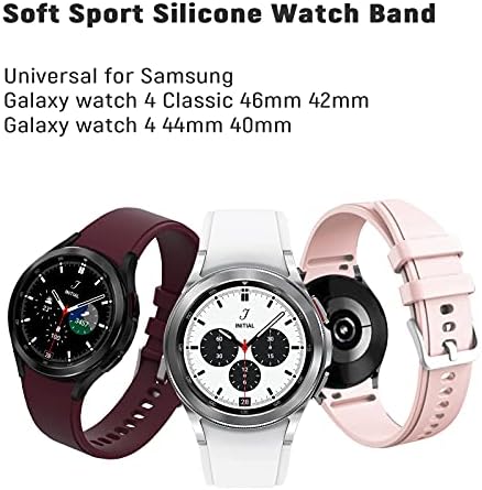 Galaxy Watch 5 Band 44mm 40mm / relógio 5 Pro Bands 45mm, compatível com Samsung Galaxy Watch 4 Band 40mm 44mm / Classic 42mm 46mm para homens Men Silicone 20mm Sport Strap Strap sem Gap sem lacuna