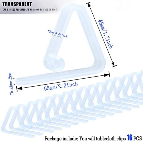 Kitnish 16pcs Clear plástico toalha de mesa, clipes transparentes de toalha de mesa transparentes, pano de mesa de plástico