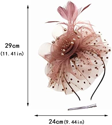 Fascinadores para mulheres Tea Party 20s 50s Hat fascinator Mesh fitas penas chapéus dançando chapéu de faixa de penas