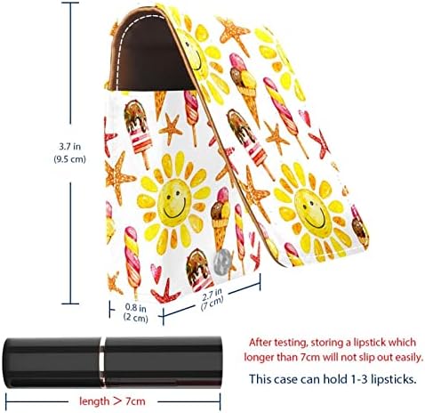 Sorde de batom de sorvete e batom de batom solar com espelho, bolsa de brilho labial portátil, kit de armazenamento cosmético