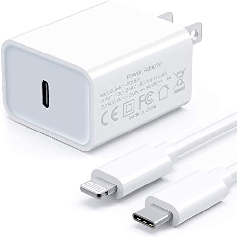 iPhone Fast Charger MFI Certificado, 20W USB C Plugue de carregador de parede de entrega de energia com cabo USB-C para LT de 3 pés