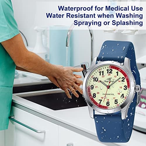 Sibosun Wrist Watch Enfermeira Assista Fácil de ler relógios para estudantes de medicina, enfermeira, médicos, quartzo analógico em segunda mão luminoso tiras de silicone à prova d'água vigia