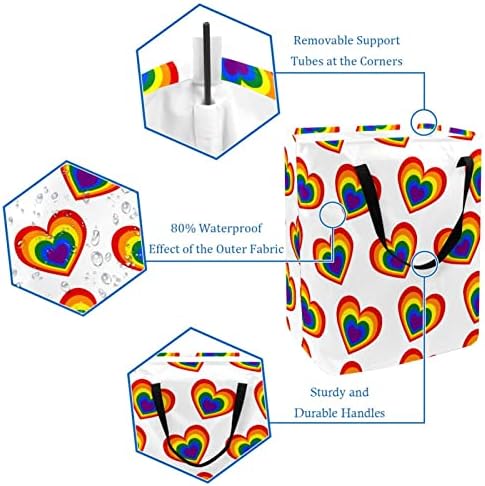 Colorido arco -íris Love Pattern Padrão de impressão Prind Lavanderia Lavanderia, 60l Cestas de roupa à prova d'água de roupas de lavagem