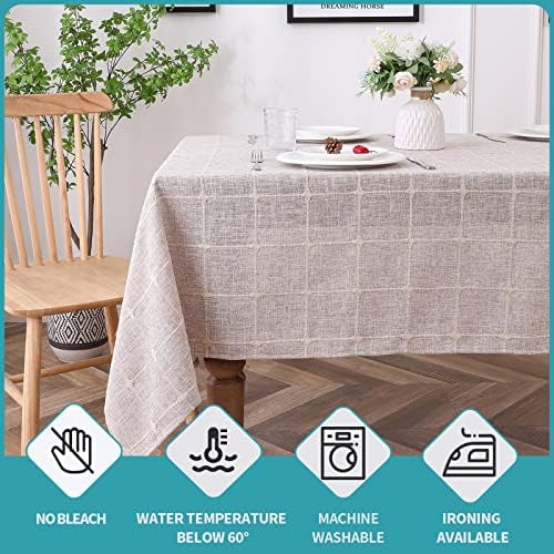 Tocha de mesa de linho marrom de toalha de mesa do Dochboden para mesas de retângulo de 6 pés, tampa de mesa à prova d'água