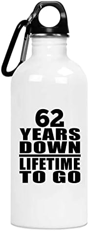 Designsify 62nd Anniversary 62 anos abaixo da vida útil, garrafa de água de 20 onças de aço inoxidável copo isolado, presentes para aniversário de aniversário de Natal dos pais do dia das mães do Dia das Mães