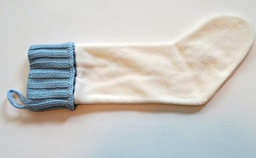 Creme e lã de lã azul macia meia