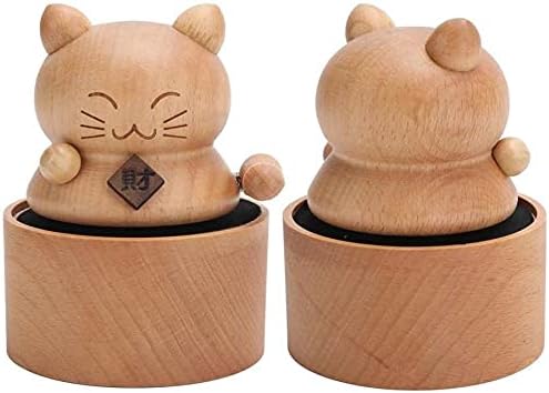 Caixa de música de madeira houkai Lucky Wealth Cats Box Figure Caixa de Música de madeira Cute Cutrine