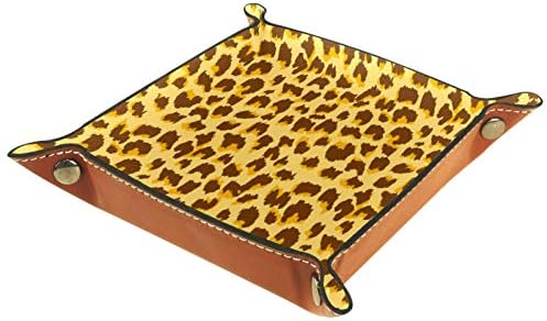 Lyetny Casa de leopardo da cor natural Caixa de armazenamento da bandeja de bandeja Caddy Bandeja de mesa de mesa Caddy Alteração da caixa de moeda de moeda de caixa