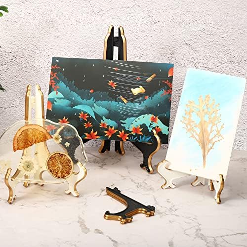 Patikil 5 Acrílico Decorativo Placa Stand, 4 Pack Table Use suporte de moldura de cavalete de imagem dobrável para exibir fotos, cartão,