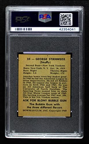 1948 Bowman # 35 George Snuffy Stirnweiss New York Yankees PSA PSA 7.00 Yankees