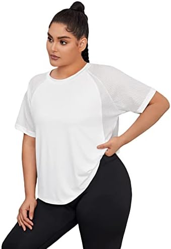 Floerns feminino plus size raglan manga curta redonda ginásio esportivo camiseta