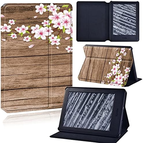 Caixa do Kindle de padrão de grãos de madeira para Kindle Paperwhite 5 Kindle Paperwhite11 Kindle2021 Caso de tablet em couro, flor