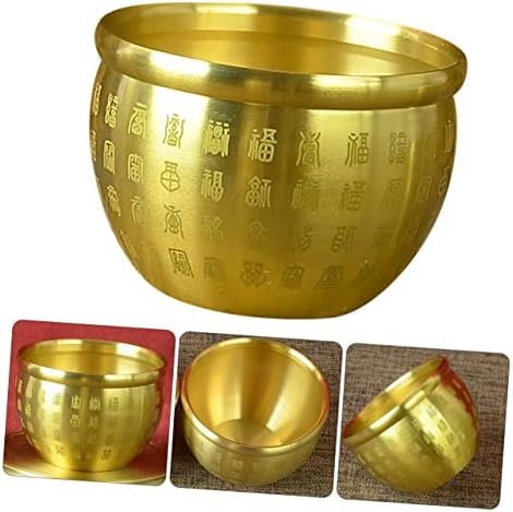 Cabilock Pure Copper Bowl Desktop Decor Chinese Wealth Bowl Copper Money Bowl Copper Office Office Golden Pure Brass