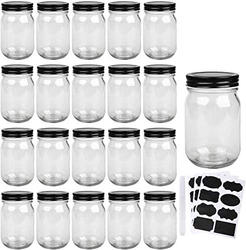 Jarros de pedreiro, frascos de vidro com tampas 12 onças, potes para picles e armazenamento de cozinha, frascos de especiarias
