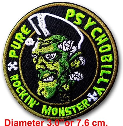 Verani Psychobilly Rockabilly Rocking Monster Greasers Pomade de volta harley motociclista punk heavy metal hard rock tatto bordado ferro bordado no emblema emblema emblema carta moral patch