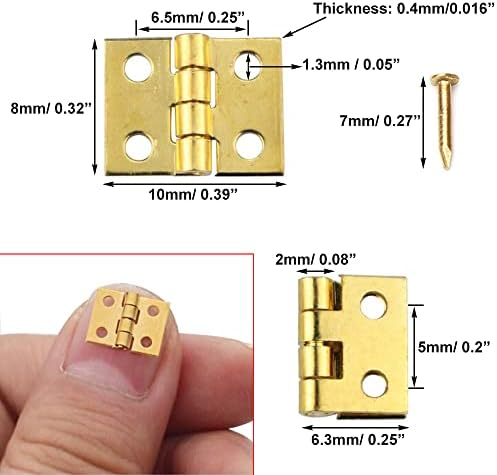 100pcs mini -bronze hinges hardware pequenas dobradiças minúsculas para móveis miniaturos jóias de jóias de jóias