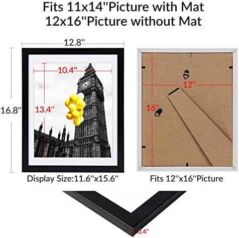 Bsrhome 12x16 quadros de imagens Conjunto de 6 com plexiglass, exibir fotos 11x14 com tapete ou 12x16 sem tape