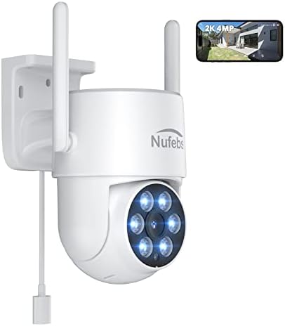 Câmera de segurança nufebs 2k/4mp HD Câmera de cães/inclinação 355 ° Câmera de vigilância com destaque da visão noturna Detecção