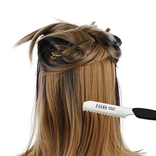 Facón Profissional Hair Styling Rainning Texturizing Cutting Faether Razor + 10 lâminas de substituição