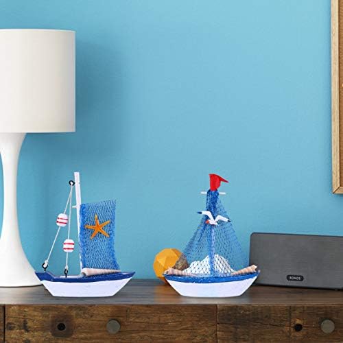 Decoração de velejo de nuobesty 4pcs mini barco de vela, barco de vela de madeira, decoração de decoração náutica de decoração
