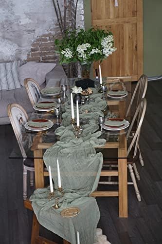 Mesa corredor de mesa 26x176 polegadas toalhetas de gaze para casamentos rústico boho estilo romântico decoração de gaze natural