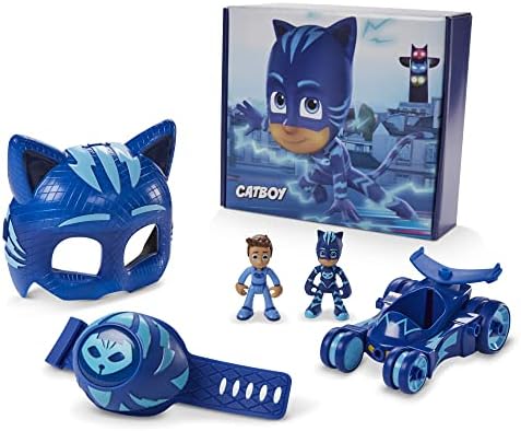PJ Masks Catboy Power Pack Power Pré-escolar conjunto com 2 dasks-masks-figuras, veículo, pulseira e máscara de custo para crianças