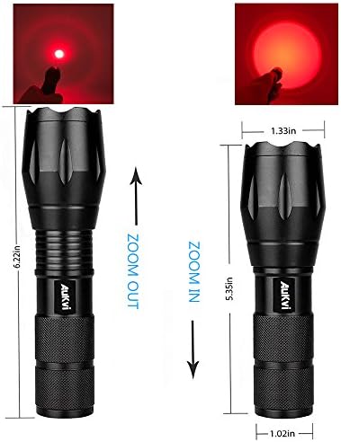 2 PCs poderosos lanterna vermelha lanterna de lanterna única de longo alcance Luz de caça vermelha Zoombale, tocha