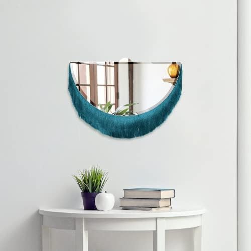 Motini 25 x 20 Espelho decorativo de parede chanfrado espelho contemporâneo de meio-círculo com espelhos de parede sem moldura
