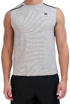 Russell Athletic Mens Dri-Power Space-Dye Manga curta Crew pescoço Desempenho Muscle Tee