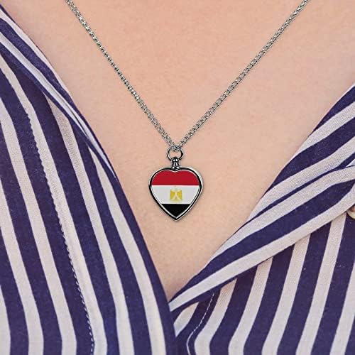 Colar de urna de estimação impressa na bandeira do Egito para Ashes Heart Cremation Jewelry Memorial Pingente Holder para