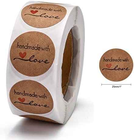 Crafans 1500pcs 1 polegada de agradecimento, adesivos, adesivos autoadesivos de papel kraft de papel com palavras feitas