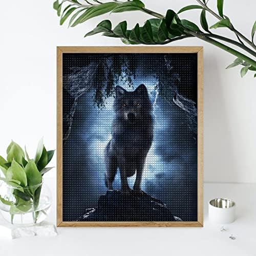 Cena noturna com lobo kit de pintura de diamante stormy storm