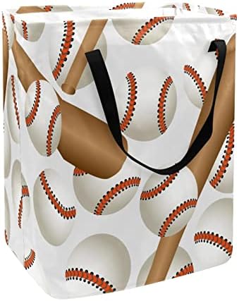 Baseball Bat and Balls Sport Pattern Padrinha de impressão de impressão Lavanderia cesto, 60l de lavanderia à prova
