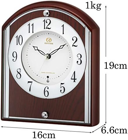 RHYTMM RHG-S78 Relógio de rádio, relógio de mesa, relógio de alta qualidade, acabamento no espelho, marrom, 7,5