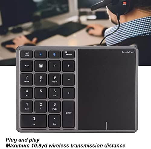 Bewinner Bluetooth Pad para laptop, 2 em 1 número sem fio Pad com touchpad 22 chaves BT4.2 2.4G Tipo C Carregamento
