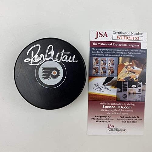 Autografado/assinado Ron Hextall Philadelphia Flyers Logo Hockey Puck JSA COA - Autografado NHL Pucks