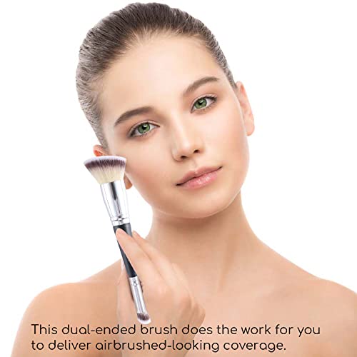 Escovas de base para pincéis de maquiagem de maquiagem líquida de maquiagem líquida dupla Buff de extremidade de ponta