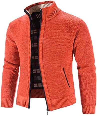 Jaquetas de cardigan para suéter para masculino outono com zíper de colarinho de colarinho de colarinho de lazer