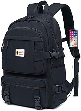 Agowoo College Backpack Backpack Teen Light School Book Bag com o carregador USB Port Casual Daypack for Mull Men Youth