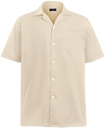 Bomba dupla algodão espalhado colar camisa de manga curta para homens mansar camisetas masculinas de botão de botão