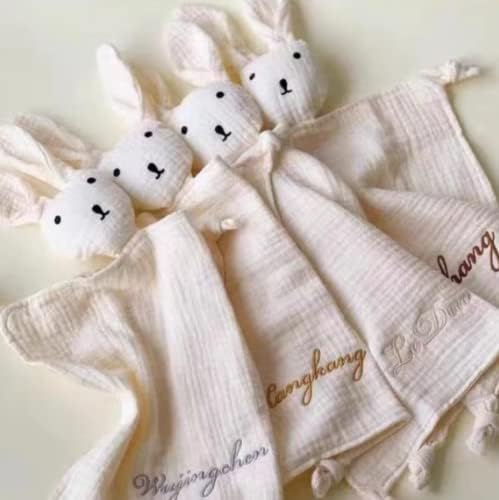 Cobertores de segurança ZXH para bebês personalizados e personalizados nomes bordados de mussell lovey coelho/leão cobertores, para meninos recém -nascidos, chá de bebê personalizado ou presentes de aniversário