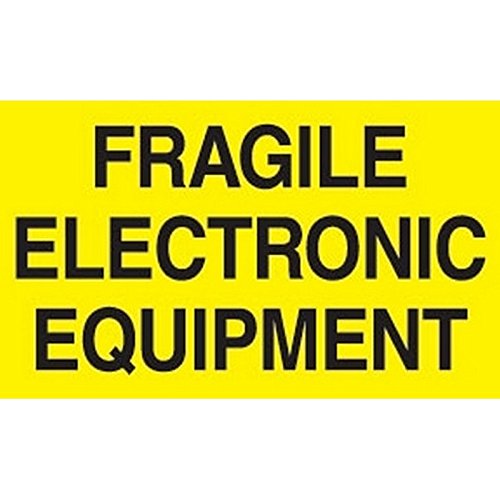 DL2441 genérico Equipamento eletrônico frágil Etiquetas, 3 x 5, amarelo fluorescente