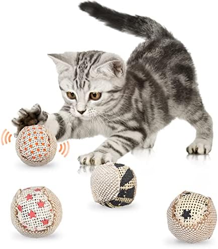 Xyihhe Canvas Cat Balls Toy, bolas de brinquedo de gato com sino, brinquedos de gatinhos interativos Toys de gato 4 pcs suprimentos