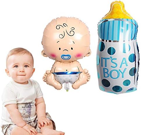 Ceqiny 2pcs Baby Boy Balloon Conjunto de alumínio Balões com chá de bebê balões Mylar Balloons é um menino kit de balões azul
