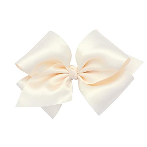 Wee One One Ones Girls 'Classic French Setin Hair Bow em um clipe de Wheestay com um centro de nó, Small King, Ecru